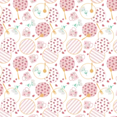 Zelfklevend Fotobehang Strawberrys and plates seamless vector pattern © Rina Ren