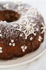 Gingerbread bundt cake with caramel filling