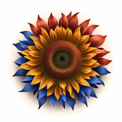 	
Sunflower colorful yellow red blue