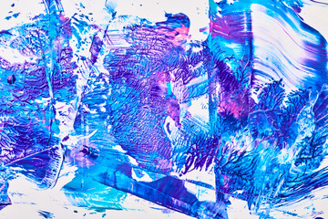 Creative colorful textured backdrop, fluid art. Abstract blue wallpaper, acrylic print background, motion pigment, paint explosion.