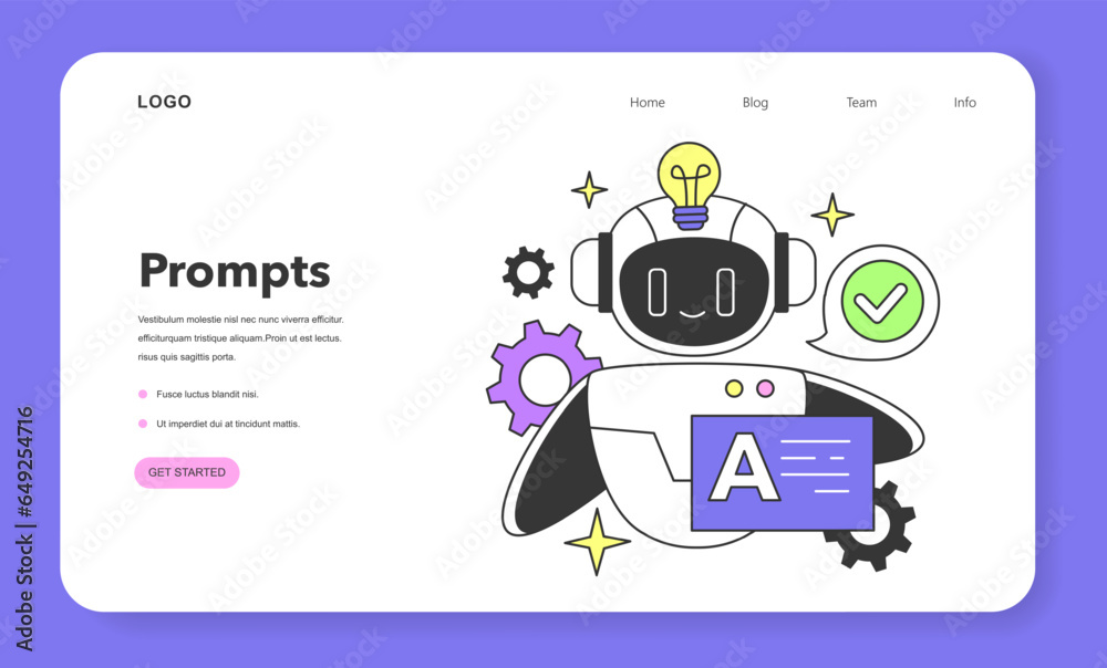 Poster prompt-engineering to a artificial neuron network web banner or landing