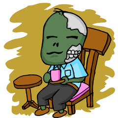 Halloween Zombie Cartoon Illustration 