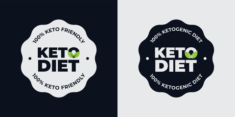 Set badge keto diet, Ketogenic diet, keto friendly, keto stamps, logo, icon, certified, stickers, packging design, isolated flat vector, illustration of new badge. on white background. - obrazy, fototapety, plakaty