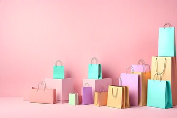 colourfull bags with pink background