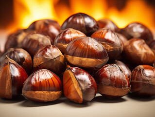 Obraz premium the chestnuts are roasted over the fire