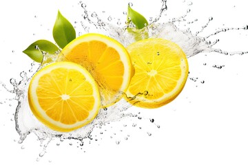 Yellow and juice lemon isolated on a white background. Generative AI