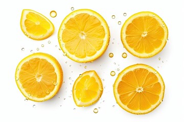 Yellow and juice lemon isolated on a white background. Generative AI