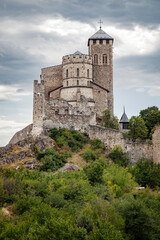 Church of Valere and tower of the castle in town of Sion in the Swiss mountains