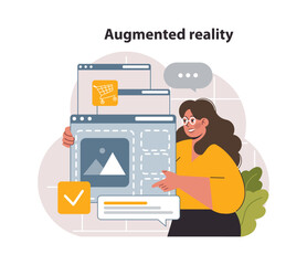 Augmented reality in marketing. VR futuristic technology. Digital promotion