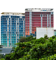 apartment in downtown city. cityscape. some people said many high building is like city landmark of jakarta amazing for design or brochure or company profile. High building transparent