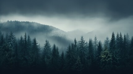 Fototapeta premium Misty morning in the mountains, Generative AI