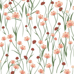 Small vector floral pattern in orange pink tones 