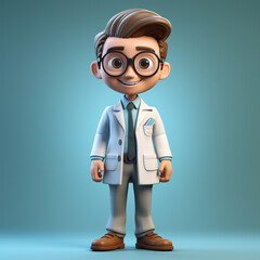 3d render. Human doctor cartoon character, ai technology - obrazy, fototapety, plakaty