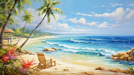 Summer holiday on tropical sea and sandy beach background