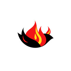 Bird with fire logo for use on websites, business cards, flyers, posters and other marketing materials