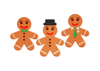 Fototapeta premium Gingerbread Cartoon Character Vector on White Background