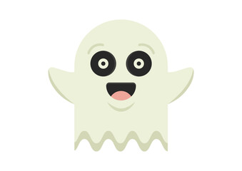 Ghost Cartoon Character Vector Flat Design isolated on white background