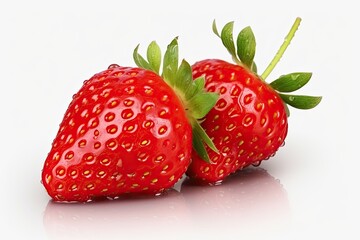Tasty strawberry with drops isolated on white background. Sweet juicy fruit. Generative AI