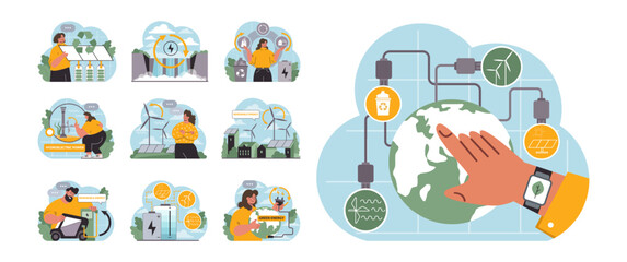 Renewable power set. Sustainable electricity consumption. Energy