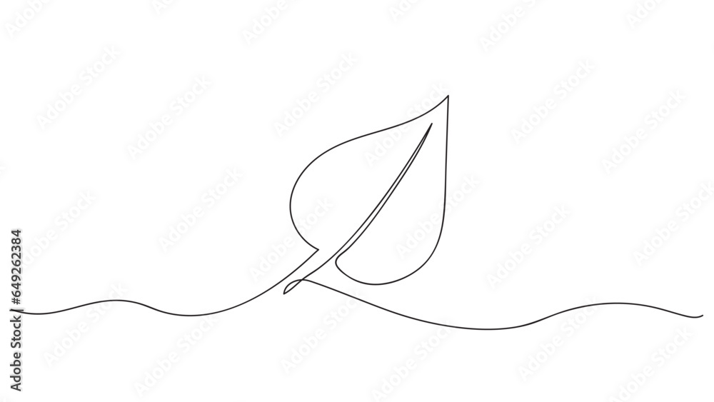 Wall mural abstract one line art of leaves. continuous line drawing for trendy modern design. vector illustrati