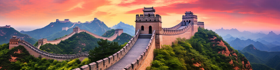 Great Wall of China background - obrazy, fototapety, plakaty