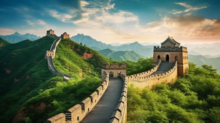 Gordijnen Great Wall of China background © Diana