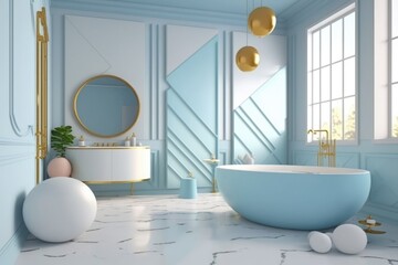 Modern bathroom interior in soft, pastel colors