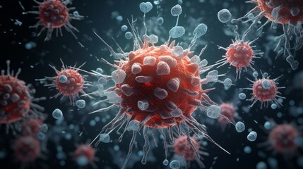 Close-up of a macrophage virus infected with a virus. - obrazy, fototapety, plakaty