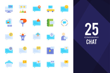 25 Chat Flat icons pack. vector illustration.