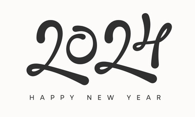 Lettering 2024. For Happy New Year. 2024 number calligraphy lettering design template. Symbols of 2024. Creative label. Logo text design. Vector