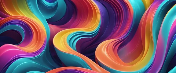Neon Wave Background, Colorful big neon waves, Abstract waves. Generative AI

