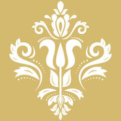 Elegant vintage vector golden and white ornament in classic style. Abstract traditional ornament with oriental elements. Classic vintage pattern