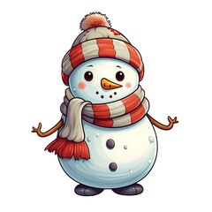 Cute Snowman Christmas Elves Clipart Illustration