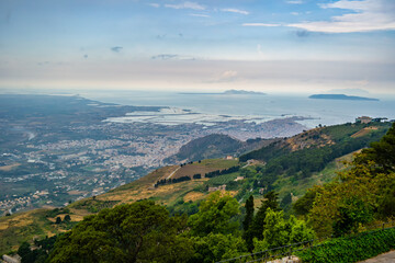 Sea view from Erice, Trapani, Sicily, Italy