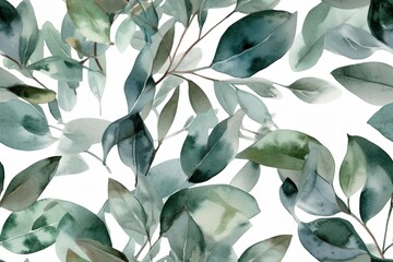 watercolor eucalypthus leaves white background