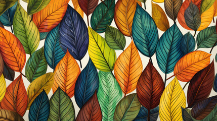Fototapeta na wymiar colorful leaves background illustration style
