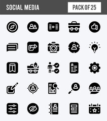 25 social Media (Linkdin) Glyph icons pack. vector illustration.