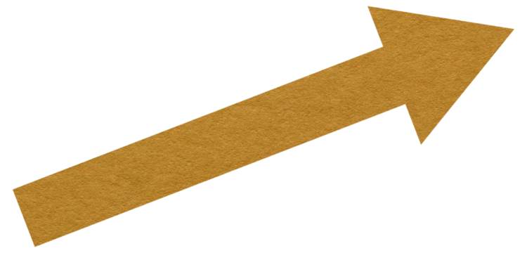 Orange paper arrow symbol on transparent background. Direction sign png.