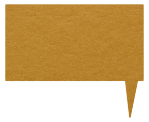 Orange paper speech bubble on transparent background with copy space. Chat balloon png. Communication or comment sign.