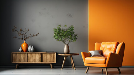 Contemporary Living Room with Wooden Accents and Vibrant Furnishings