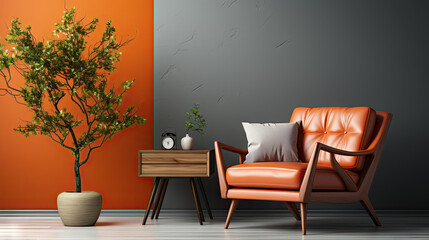 Contemporary Living Room with Wooden Accents and Vibrant Furnishings