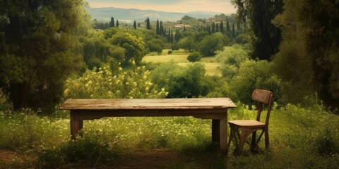 Fototapeta premium tables in park