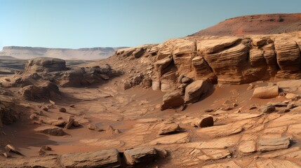 Fototapeta premium sand mars landscape rock illustration mountain nature, dry science, stone surface sand mars landscape rock