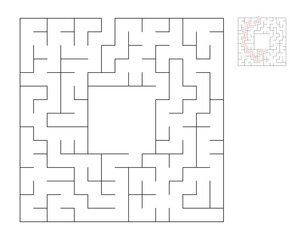 Square maze,  logic game with labyrinths.  maze game. A maze with answers