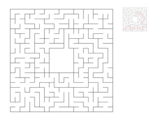 Square maze,  logic game with labyrinths.  maze game. A maze with answers