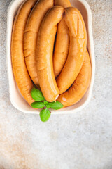 soy sausage vegetable protein seitan meatless wheat vegetarian or vegan snack ready to eat on the table meal snack copy space food background