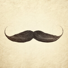 Sepia toned image of a curly black mustache