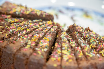 Chocolate cake with lots of color