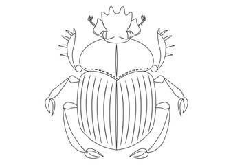 Black and White Scarab Beetle Clipart. Coloring Page of Scarab Beetle
