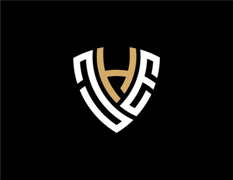JHE creative letter shield logo design vector icon illustration
